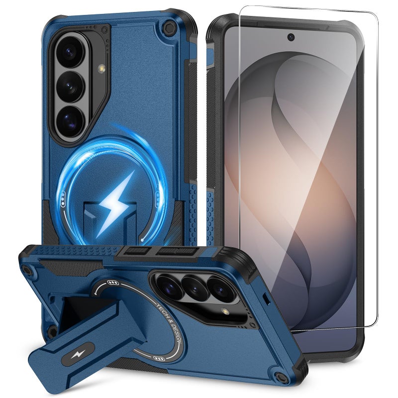 Caka for Samsung Galaxy S26 Case [Compatible with MagSafe] [Invisible Kickstand] [HD Screen Protector], Protective Magnetic Phone Cover for Samsung S26 5G 6.3â€ 2025 - Blue - Image 1