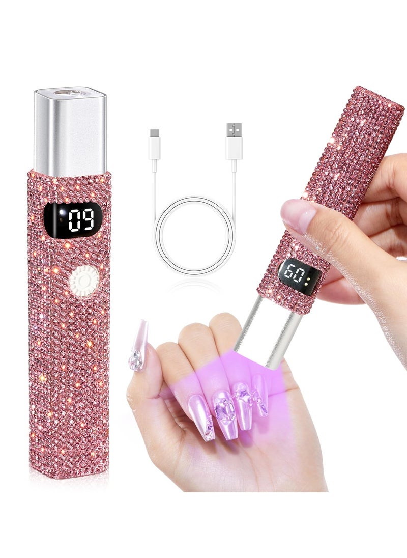SYOSI Handheld UV Light, Mini Nail Lamp for Gel Polish, 3W Portable LED Nail Dryer, Cordless Rechargeable USB Nail Light with Diamond Surface, Fast Curing for Home DIY Manicure, Compact Design  - Image 1