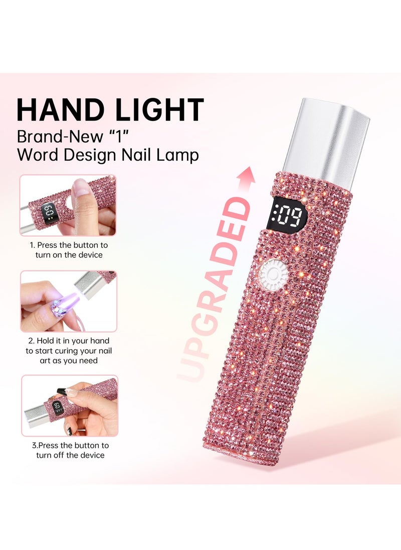 SYOSI Handheld UV Light, Mini Nail Lamp for Gel Polish, 3W Portable LED Nail Dryer, Cordless Rechargeable USB Nail Light with Diamond Surface, Fast Curing for Home DIY Manicure, Compact Design  - Image 2