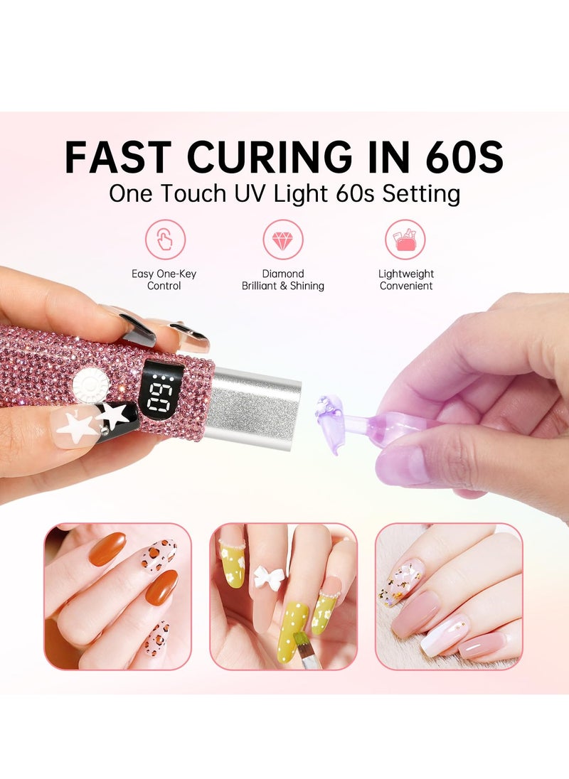SYOSI Handheld UV Light, Mini Nail Lamp for Gel Polish, 3W Portable LED Nail Dryer, Cordless Rechargeable USB Nail Light with Diamond Surface, Fast Curing for Home DIY Manicure, Compact Design  - Image 5