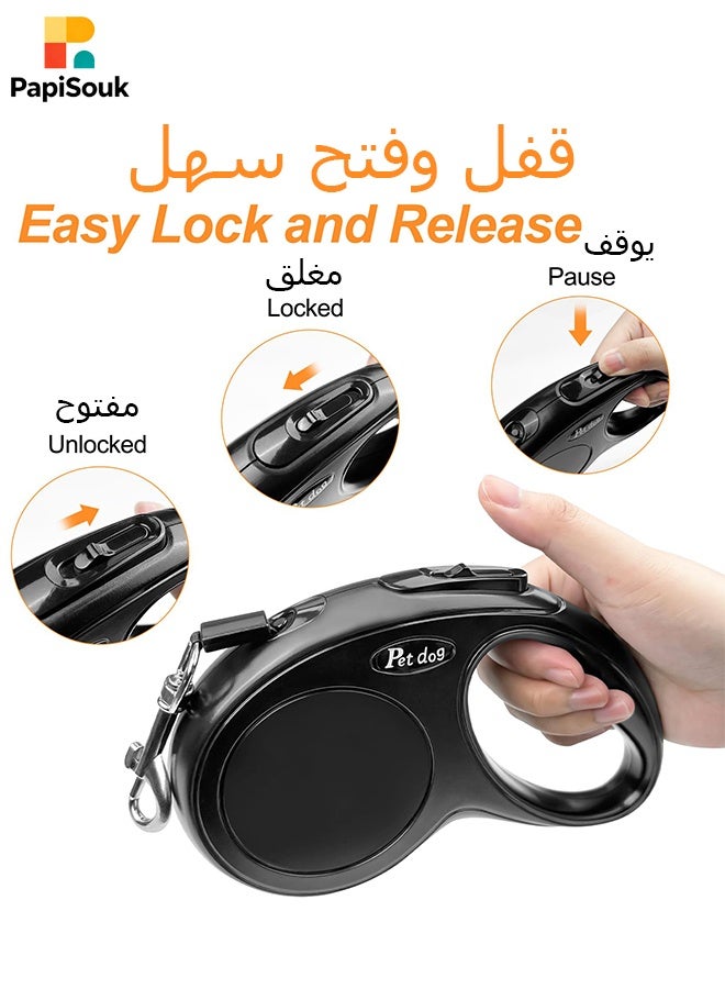 PapiSouk Retractable Dog Leash 5M Automatic Extendable Pet Lead with One Button Brake Anti-Tangle Durable Dog Walking Rope for Small Medium Dogs Teddy Pomeranian Corgi - Image 3