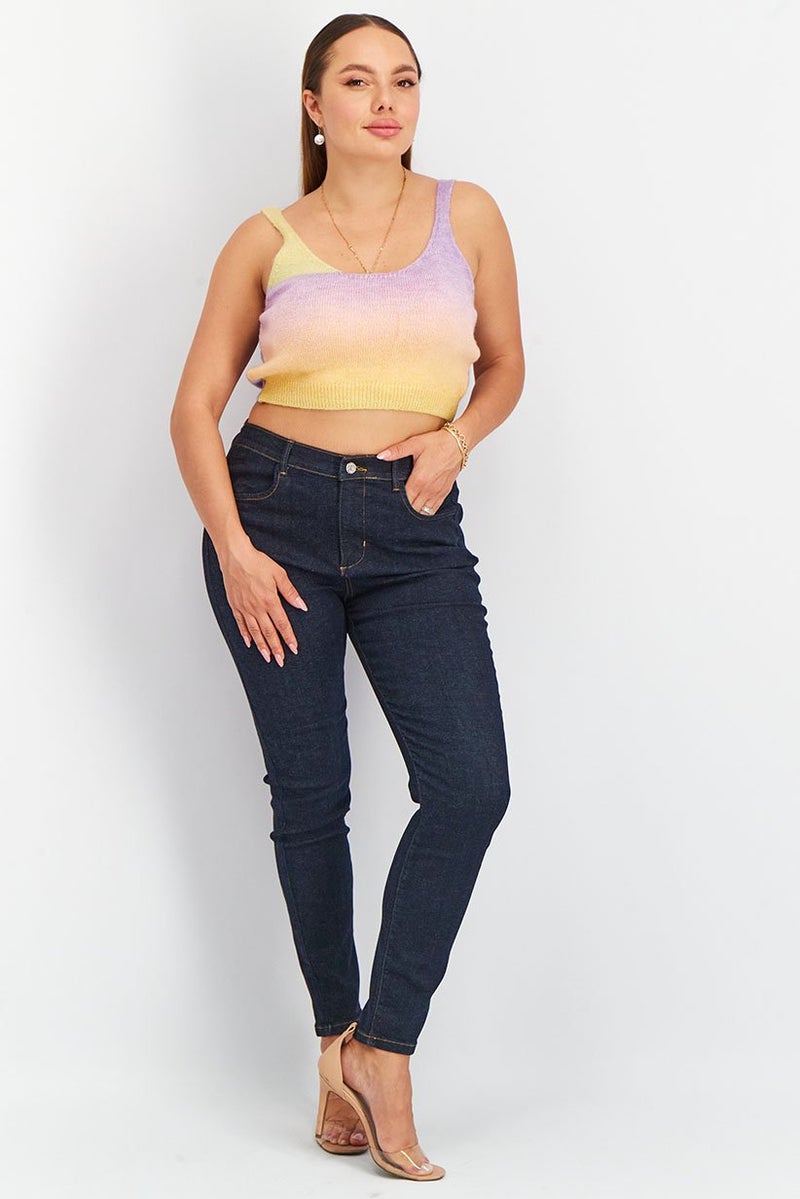 As You Women Skinny Fit Thong Detail Stretchable Jeans, indigo - Image 3