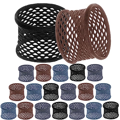 Chuangdi 20 Pieces Large Cotton Hair Ties Thick Hollow Cotton Stretch Ponytail Ties Netted Sport Elastics Scrunchies for Thick Heavy Curly Hair(Bright Colors) - Image 1