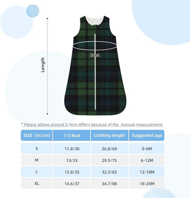 Tartan Fabric Baby Wearable Blanket Infant Boys Girls Sleeping Bags for Newborn Medium - Image 5
