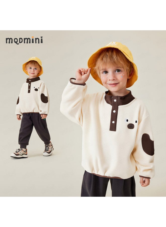Mqdmini Boys' Spring Sweatshirt Stand Collar Button-up Stylish Versatile Toddler Top - Image 3