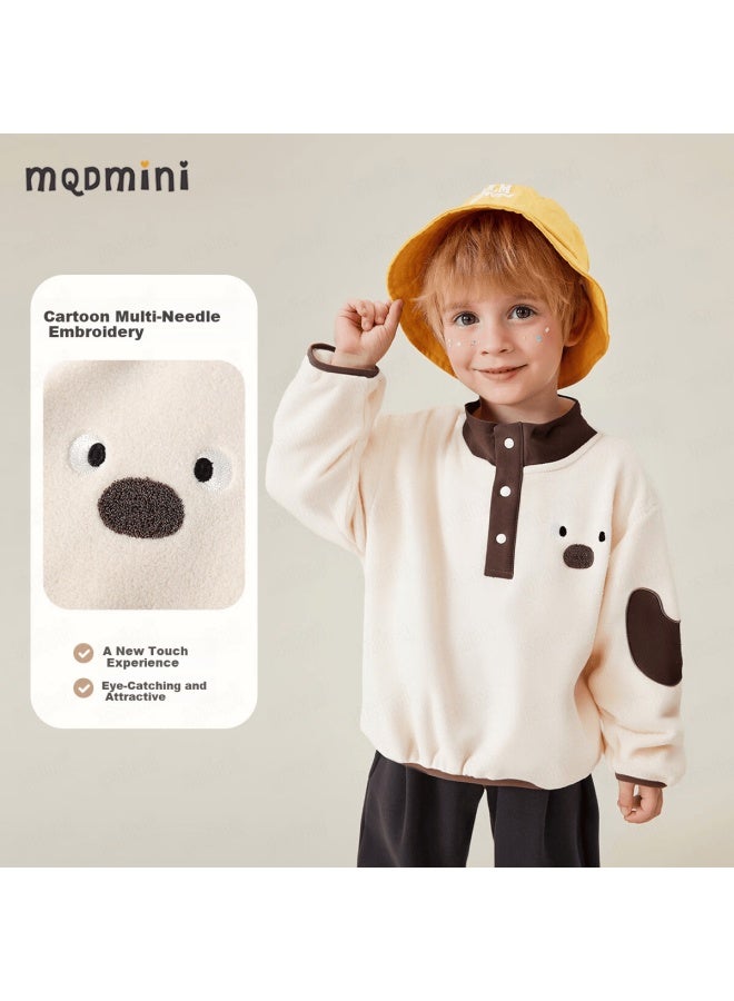 Mqdmini Boys' Spring Sweatshirt Stand Collar Button-up Stylish Versatile Toddler Top - Image 2