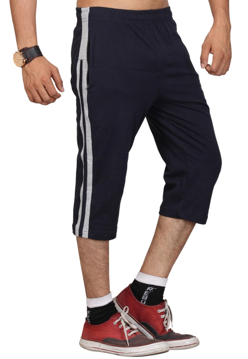 VEGO Mens Low Rise Cotton Three By Fourth, Capri, Navy Regular, XL - Image 2