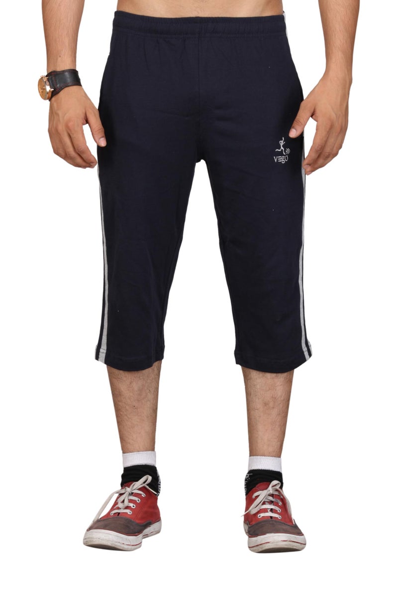 VEGO Mens Low Rise Cotton Three By Fourth, Capri, Navy Regular, XL - Image 4