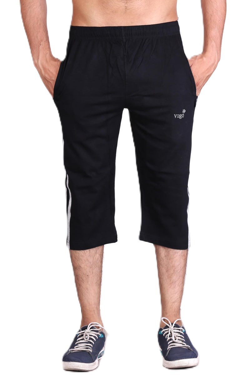 VEGO Mens Low Rise Cotton Three By Fourth, Capri, Navy Regular, XL - Image 5