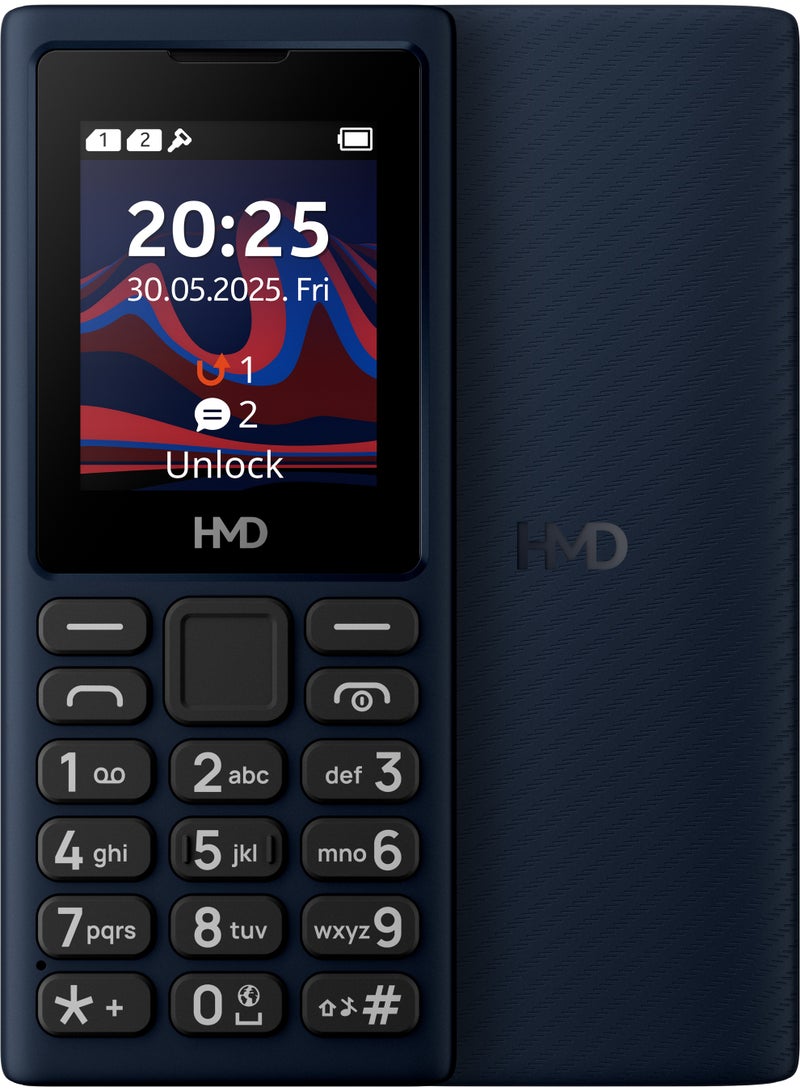 HMD 101 4G Dual SIM Feature Phone with Cloud Apps, YouTube, Facebook, USB Type-C Charging, MP3 Player, FM Radio and Long-Lasting 1000mAh Battery - Dark Blue - Image 1