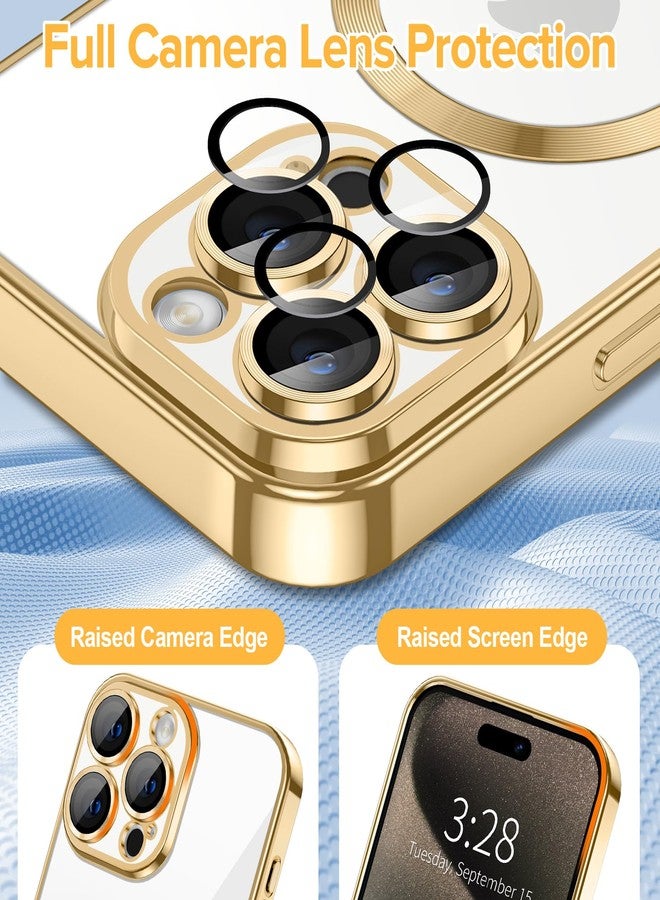 Hython Magnetic Clear for iPhone 15 Pro Case with Camera Lens Protector [Compatible with MagSafe] Luxury Plating Edge Slim Soft TPU Cover Protective Phone Case for iPhone 15 Pro 6.1", Gold - Image 4