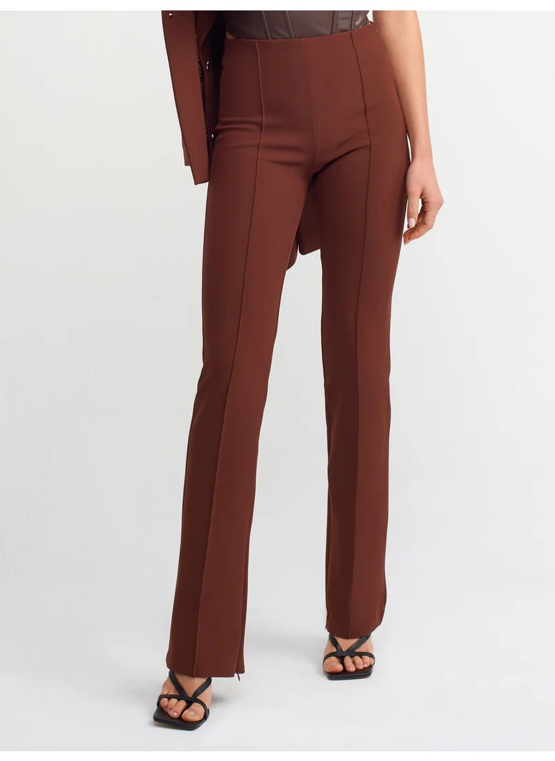 ديلفين 70304 Stitching Detailed Trousers-Brown