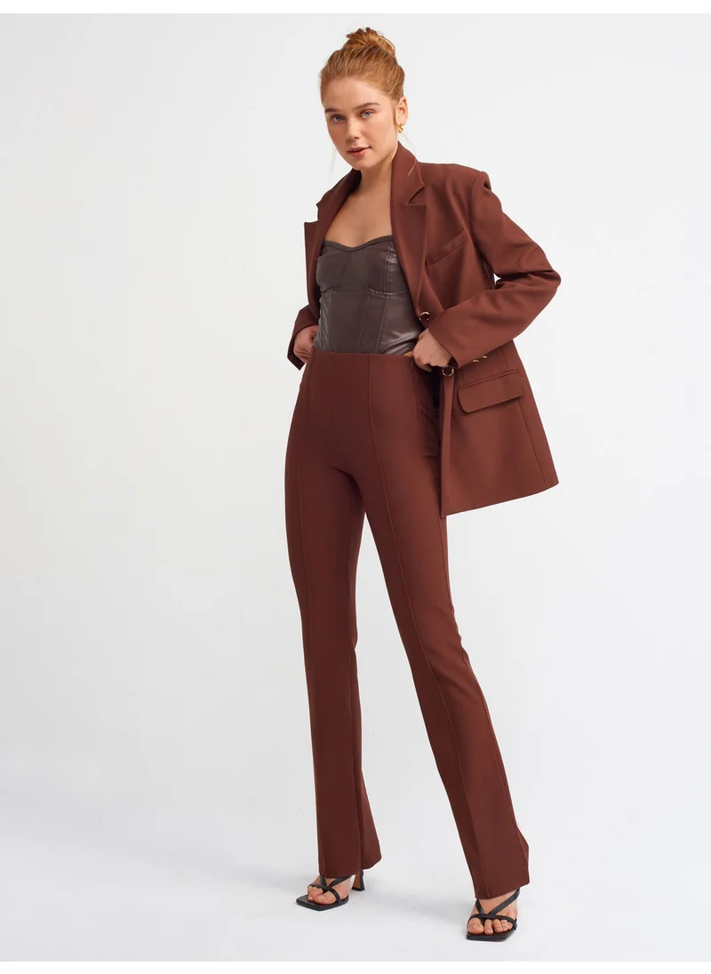 ديلفين 70304 Stitching Detailed Trousers-Brown