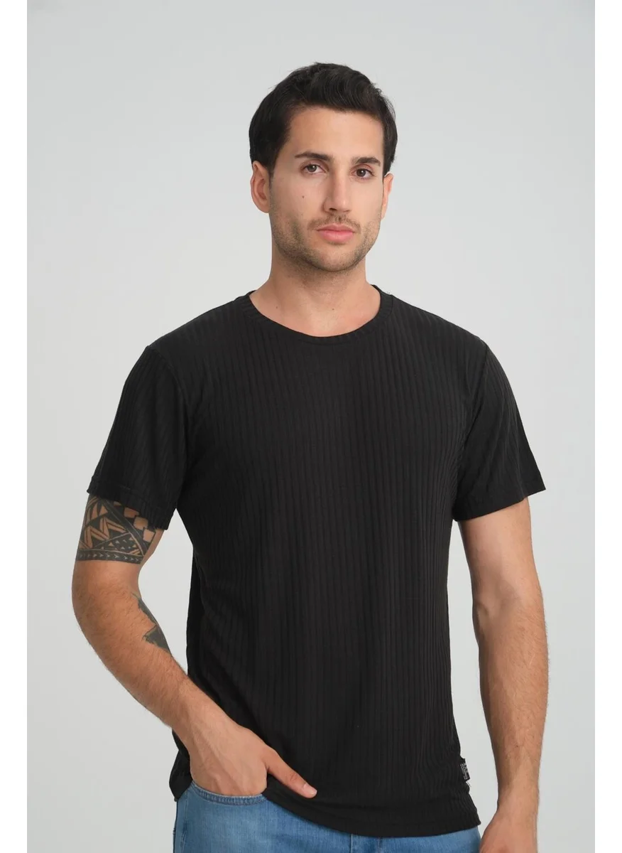 الكسندر جاردي Crew Neck Ribbed Regular Fit T-Shirt (E24-083 00)