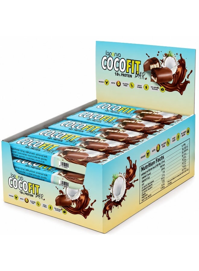 Laperva Coco Fit Protein Bar - Box of 18 Keto-Friendly Bars - with 6g Protein per Bar, Sweetened with Maltitol, High Fiber Source (33.3g/Bar) - Image 1