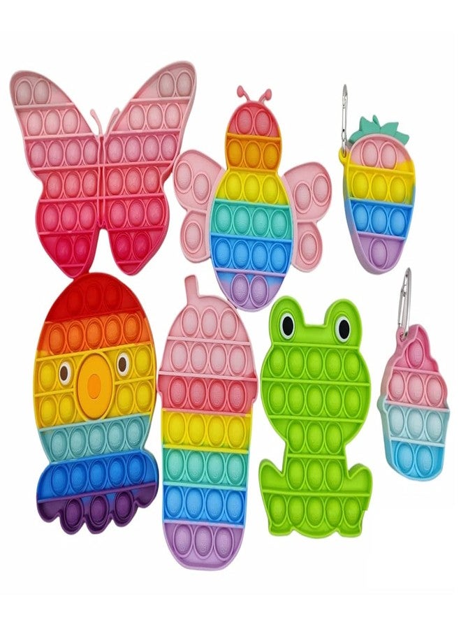 FunBlast Pop It Toys for Kids - Pack of 7 Pcs Push Pop Bubble Fidget Sensory Toy for Kids and Adults, Squeeze Fidget Popper Stress Reliever, Autism Special Needs Silicone Stress Reliever - Image 1