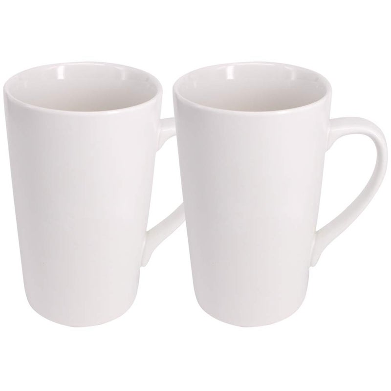 Belinlen كوب قهوة سيراميك أبيض بسيط 16 أونصة - عبوة من 2