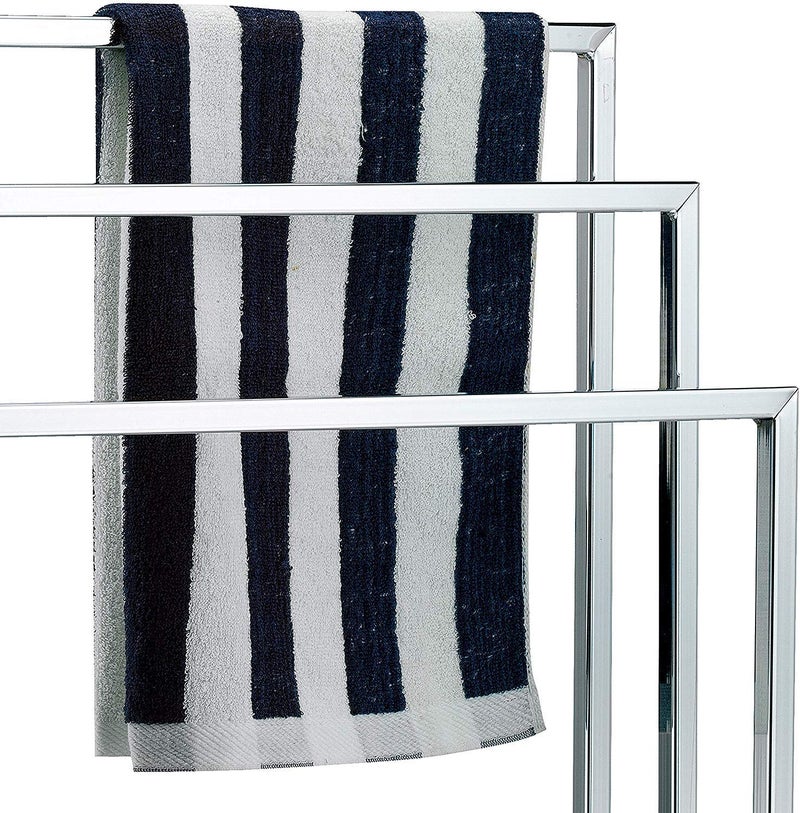 INDIAN DECOR INDIAN DECOR 31466 SilverTone Chrome Plated Freestanding 3 Tier Metal Towel Bar StandRack  - Image 4