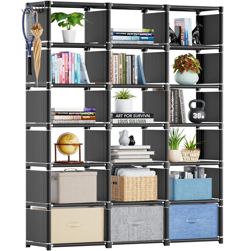 Mavivegue Book Shelf, 18 Cube Storage Organizer, DIY Bookcase, Metal Cube Bookshelf, Cubbies Closet Storage Organizer Shelves for Bedroom,Living Room,Home,Office - Image 1