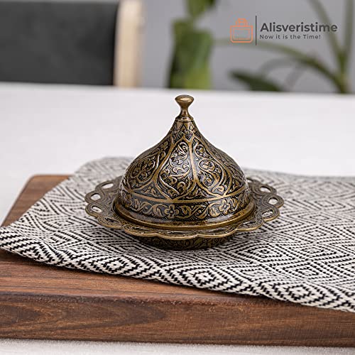 Alisveristime 27 Pc Turkish Greek Arabic Coffee Espresso Cup Saucer Set (Gelincik) (Antik Green) - Image 3