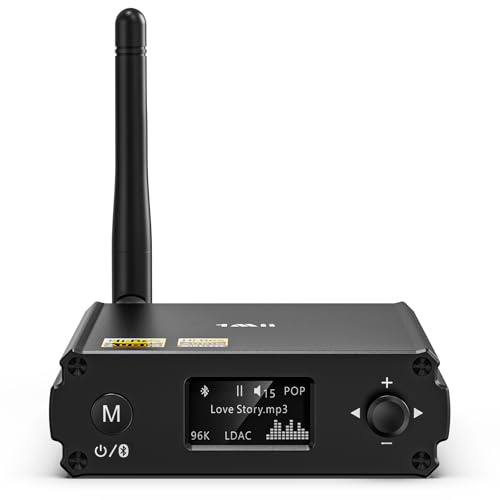 1mii مستقبل بلوتوث 1Mii DS220 HiFi – محول صوتي لاسلكي بعيد المدى مع DAC لعشاق الصوت، LDAC و aptX HD، شاشة OLED، مخرجات بصرية/محورية/RCA لنظام الصوت المنزلي ومكبر الصوت - Image 1