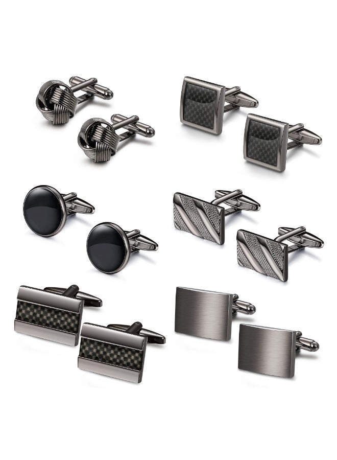 6 Pairs Wedding Business Classic Cufflinks for Men Unique Cufflink Set Mens - Image 1