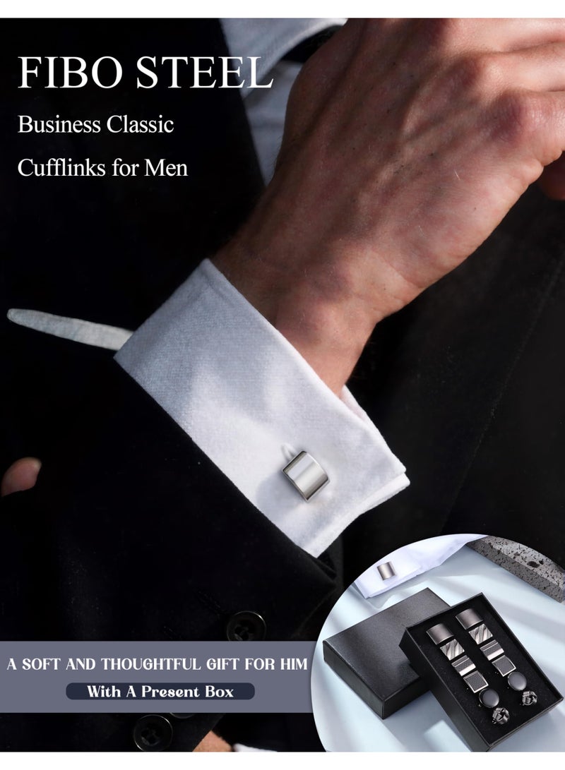 6 Pairs Wedding Business Classic Cufflinks for Men Unique Cufflink Set Mens - Image 3