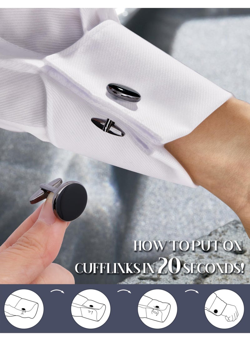 6 Pairs Wedding Business Classic Cufflinks for Men Unique Cufflink Set Mens - Image 5