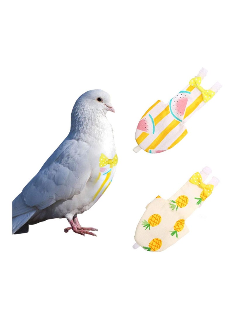 SYOSI 2Pcs Bird Parrot Diaper Flight Suit Nappy Soft Pet Pee Pad Suitable for Macaw African Grey Budgie Parakeet Cockatoos Medium Pineapple and Watermelon - Image 1