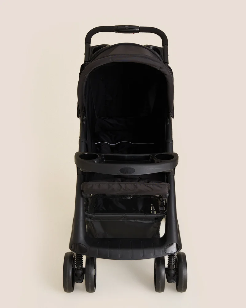 REDTAG Black Baby Stroller With Dual Tray