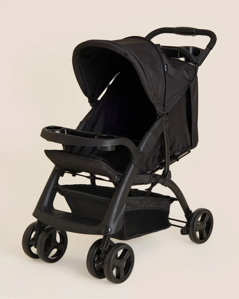 REDTAG Black Baby Stroller With Dual Tray