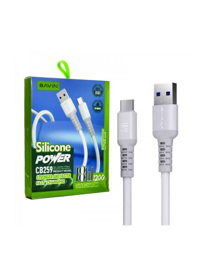 Bavin CB259 18W Strong Silicone power Fast Charging Cable 1200mm USB to Micro - Image 4