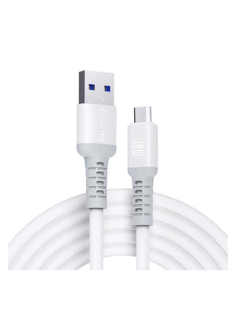 Bavin CB259 18W Strong Silicone power Fast Charging Cable 1200mm USB to Micro - Image 1