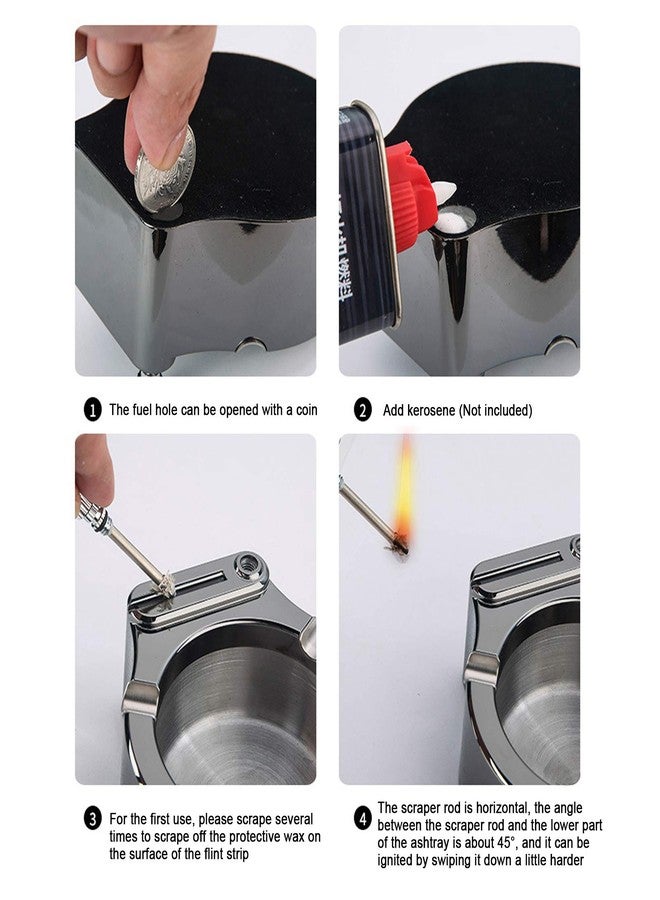 Sorandy Stainless Steel Tabletop Smoking Ashtray with Match Lighter - Modern Cigarette Container for Smokers, Desktop Cigar Tray for Indoor Outdoor (Blue) - Image 5