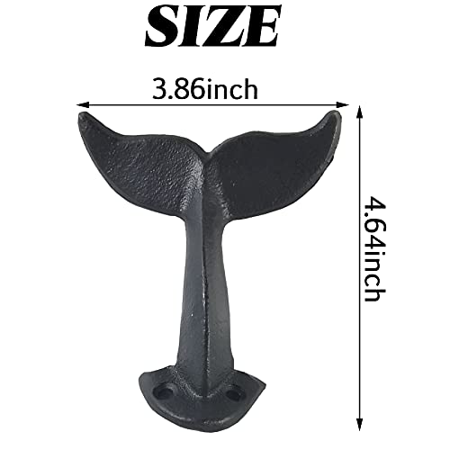 YOOHUA 4PCS Cast Iron Whale Tail Wall Hooks with Mounting Screws - Image 2