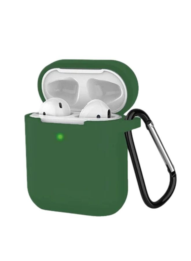LEEKA AirPods Silicone Case with Metal Clip - Shockproof, Anti-Slip, Dust-Resistant Protective Cover with Keychain Hook for Secure Fit - Scratchproof, Durable Shell for AirPods 1st/2nd Generation Green  - Image 1