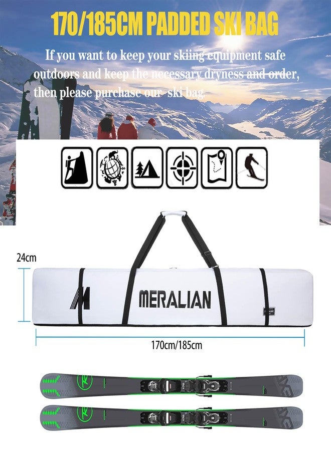MERALIAN Padded Ski Bag,Waterproof Full Padded Single Ski Travel Bag with Adjustable Shoulder Strap. (White, 185 cm) - Image 3