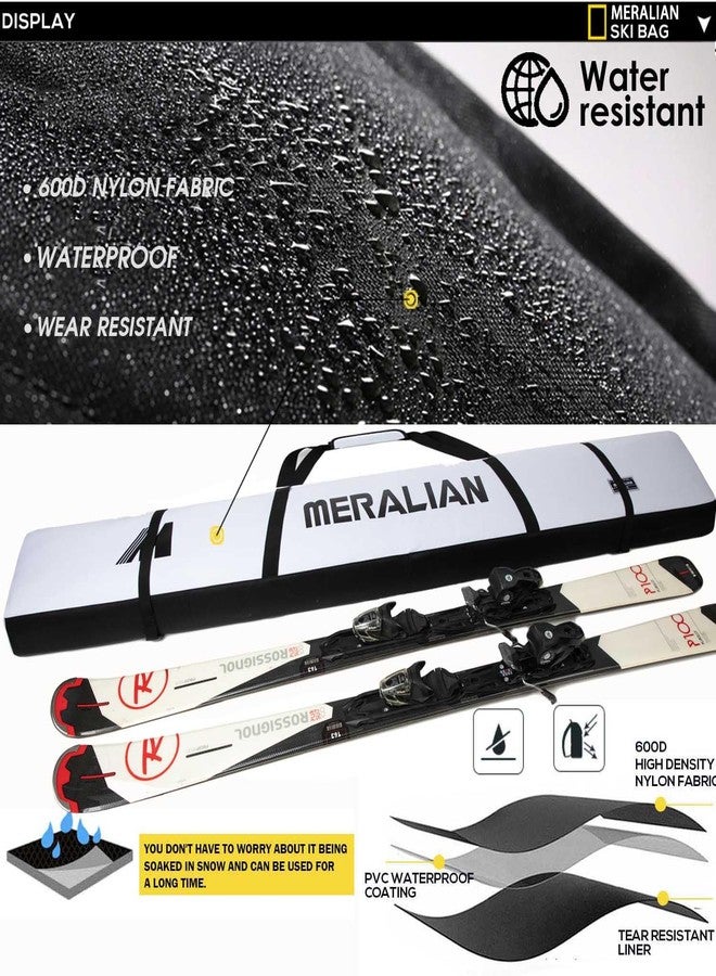MERALIAN Padded Ski Bag,Waterproof Full Padded Single Ski Travel Bag with Adjustable Shoulder Strap. (White, 185 cm) - Image 5