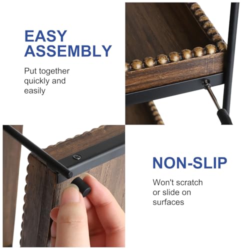 Gurfuy Bathroom Vanity Organizer 2-Tier Wood Countertop Storage Counter Shelf for Makeup Skincare Perfume Jewelry Tray Spice Rack Brown - Image 4
