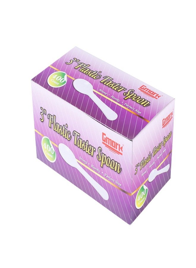 Gmark Extra Sturdy, Gmark 400pc 3" Taster Plastic Mini Ice Cream Dessert Spoons BPA FREE White 1 Box Set GM1002A - Image 1