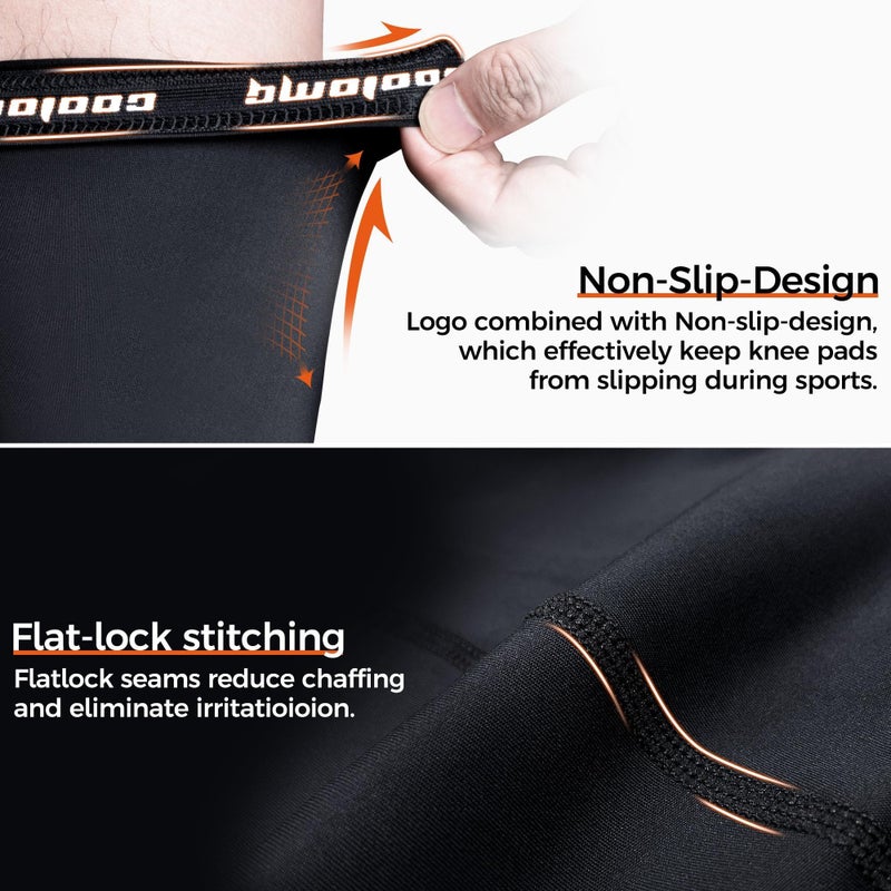 COOLOMG Sports Compression Leg Sleeves Basketball Football Long Knee Protection Knee Brace Undersleeve White S - Image 2