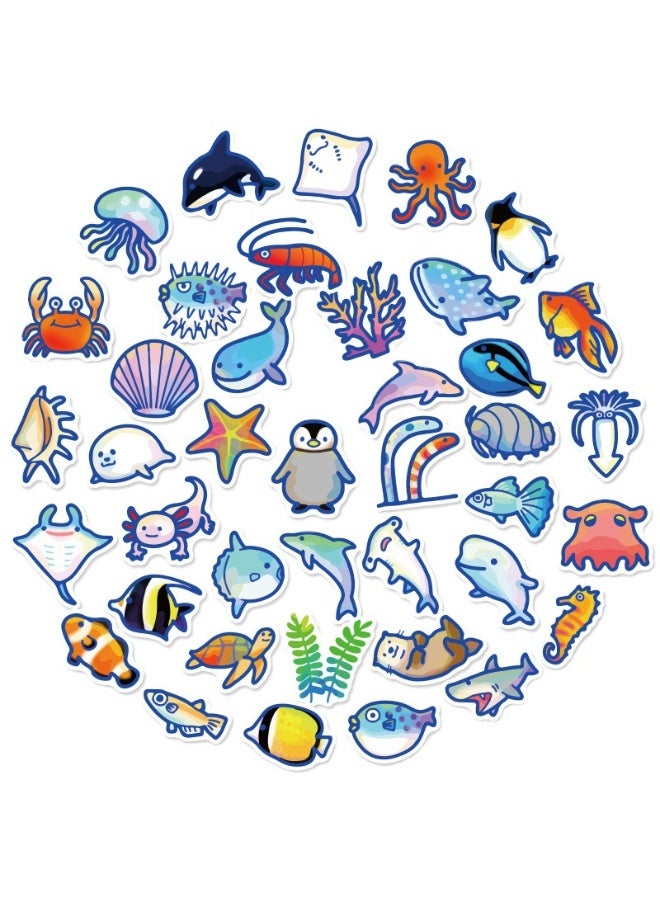 NIBEMINENT 60 Pcs Cartoon Shark Deco Kit Waterproof Stickers, High Definition Printing Bright Colors, Suitable for Laptop Skateboard Luggage Water Bottle Guitar DIY - Image 2