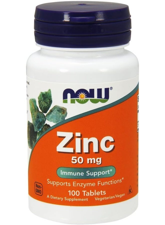 NOW Foods Zinc Gluconate, 100 Tablets / 50mg - Image 1