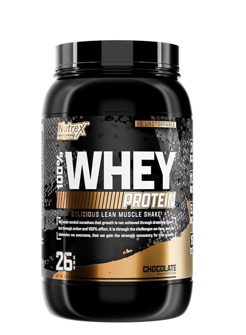 Nutrex Research مزيج بروتين مصل اللبن 100% فائق الجودة لنمو العضلات الأمثل - شوكولاتة - 26 حصة - 2 رطل - 913 جرام - Image 1