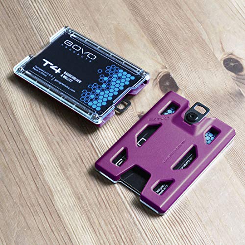 GOVO T4 Badge Holder No-Clip Version - Durable ID Card Holder Holds 1 to 4 Cards (Purple) - Image 2