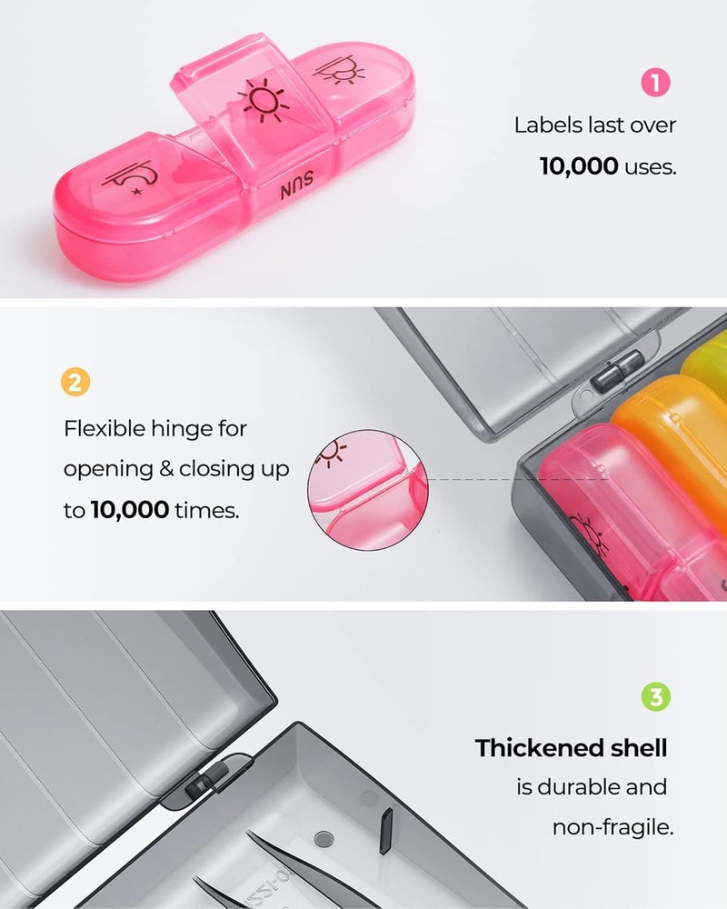 INKULTURE Weekly Medicine Organizer Box 03 Times a Day, Tablets Container Case Travel Pill Box For 07 days | Multicolor | 01 Pcs - Image 4