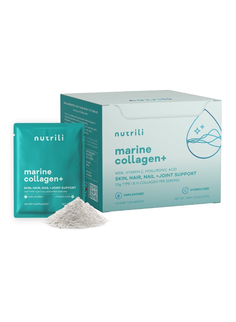 nutrili Marine Collagen+ 10g Servings MSM, Hyaluronic Acid and Vitamin C - Image 1