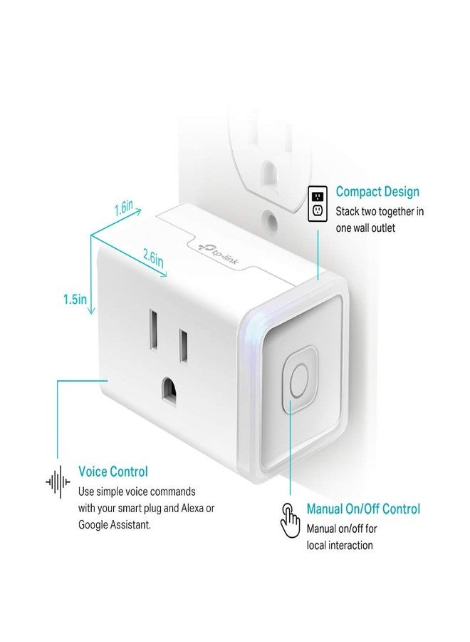 Kasa Smart مقبس كاسا الذكي HS103P2، مخرج واي فاي للمنزل الذكي يعمل مع أليكسا، إيكو، جوجل هوم و IFTTT، لا حاجة إلى محور، تحكم عن بُعد، 15 أمبير، معتمد من UL، (عبوة من 2) أبيض - Image 4
