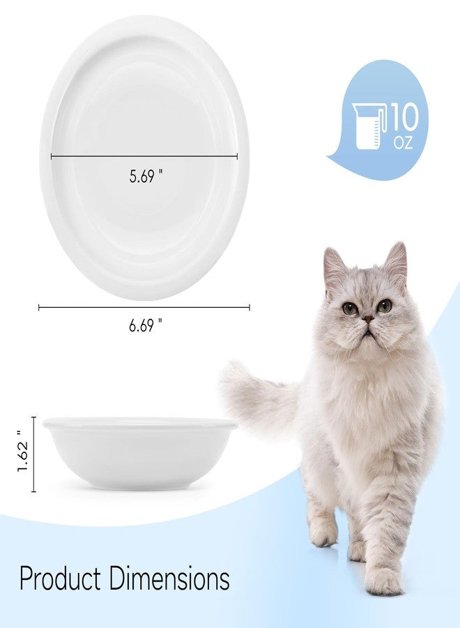 CEEFU Thicker Ceramic Cat Food and Water Bowls 3 PCS, Whisker Stress Free Cat Dishes, Relieves Fatigue, Shallow Pet Food Dish for Cats Puppy, White - Image 5