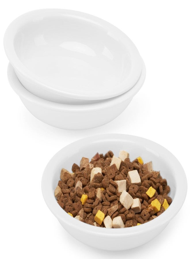 CEEFU Thicker Ceramic Cat Food and Water Bowls 3 PCS, Whisker Stress Free Cat Dishes, Relieves Fatigue, Shallow Pet Food Dish for Cats Puppy, White - Image 1